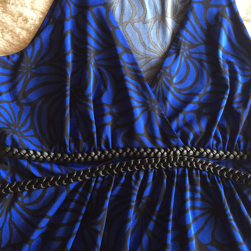 Beautiful cobalt & black INC racerback blouse